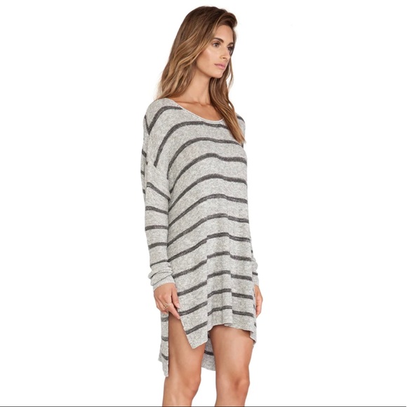 Free People High/Low Tunic Striped Grey - Picture 2 of 9